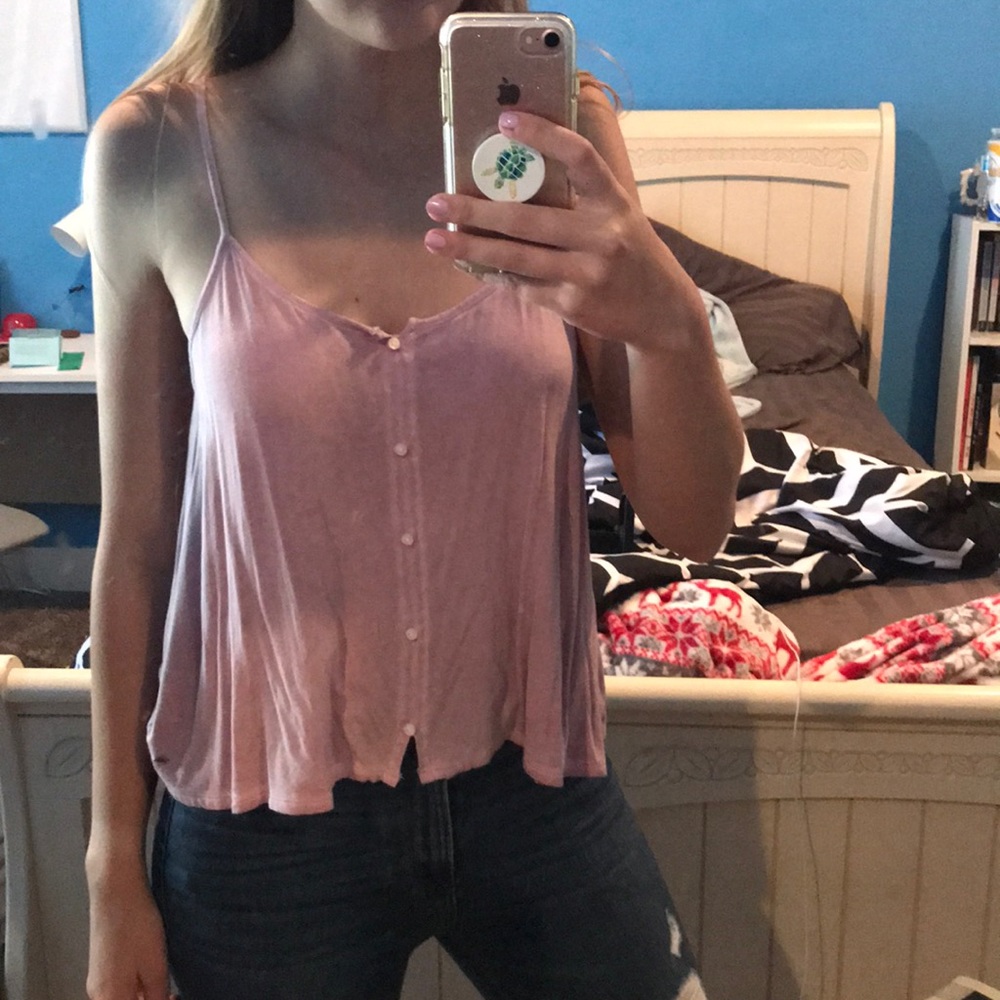 Cute purple button up tank